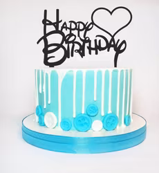 Cake topper Happy Birthday i svart akryl