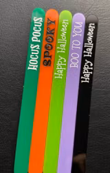 AKRYL glasspinnar med Halloweens gravyr ( set 5 st)