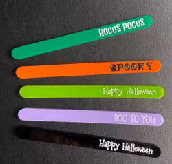 AKRYL glasspinnar med Halloweens gravyr ( set 5 st)