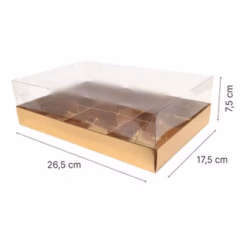 Guld sweetbox för  6 st cupcakes/bakelser 26,5 x 17,5 x 7,5cm