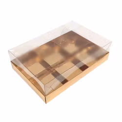 Guld sweetbox för  6 st cupcakes/bakelser 26,5 x 17,5 x 7,5cm