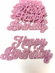Akryl mini topper HAPPY BIRTHDAY rosa glitter