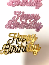 Akryl mini topper HAPPY BIRTHDAY guld