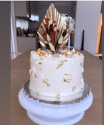Topper: Palmblad och torkade blommor Guld och Röd