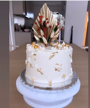 Topper: Palmblad och torkade blommor Guld och Röd