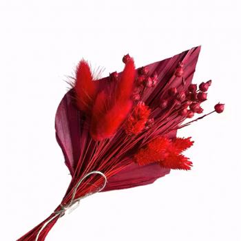 Topper: Palmblad och torkade blommor RÖD