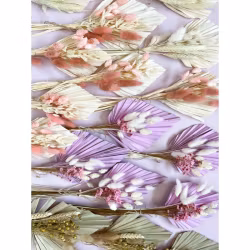 Topper: Palmblad och torkade blommor NATURAL