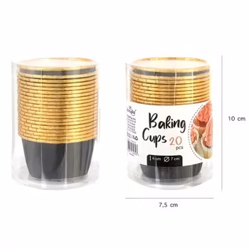 Muffinsform cupcakes Svart/ Guld Metallic- 20 st