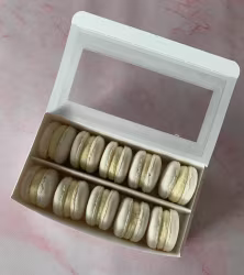 Pärlvit macarons box för 10-12 st macarons