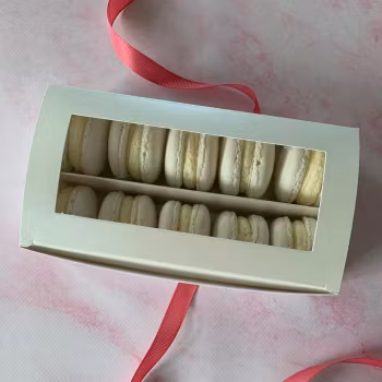 Pärlvit macarons box för 10-12 st macarons