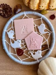 COOKIE EMBOSSER/ Halloween Dekorativ stämpel "Happy Halloween spökhus”"