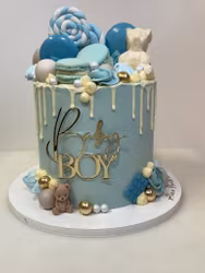 Tårtdekor-BABY BOY, akryl guld
