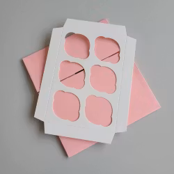 Cupcake box för 6 st cupcakes rosa