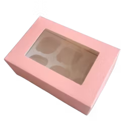 Cupcake box för 6 st cupcakes rosa