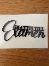 Svart Akryl topper / dekor GRATTIS TILL EXAMEN guld 15 cm