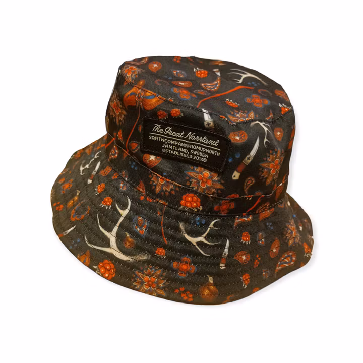 Norrland Kids Bucket Hat, Sapmi, Orange, vändbar