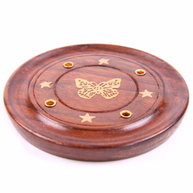 Fjäril i mässing, Asksamlare Mangoträ rund