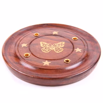 Fjäril i mässing, Asksamlare Mangoträ rund