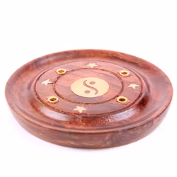 Yin Yang i mässing, Asksamlare Mangoträ rund