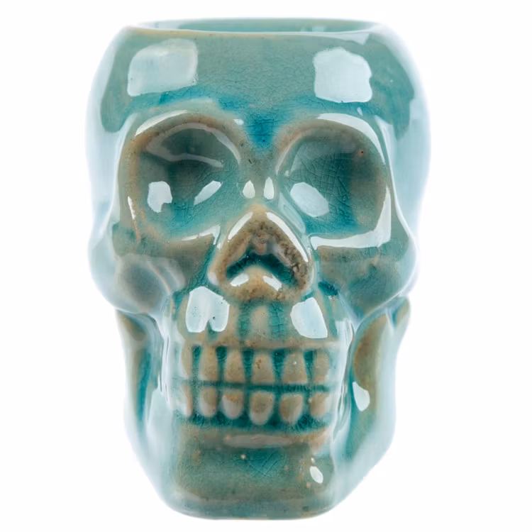Dödskalle Mini Turkos keramik, Aromalampa