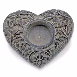 Hjärta Natur Ljus och Rökelsehållare Täljsten