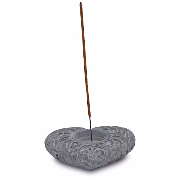 Hjärta Natur Ljus och Rökelsehållare Täljsten