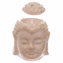 Thai buddha huvud creme keramik, Aromalampa