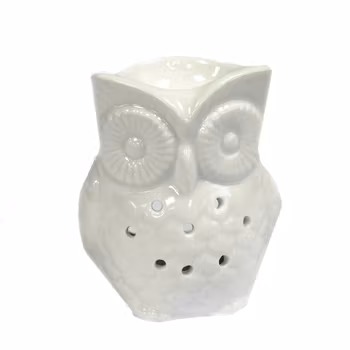 Uggla vit stor, keramik, Aromalampa