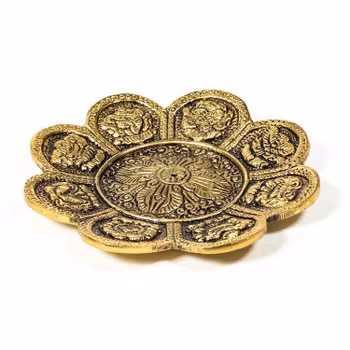 8 buddhistiska auspicious tecken rökelsehållare, gulmetall