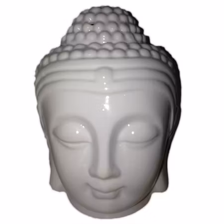 Buddhahuvud med lock vit keramik, Aromalampa