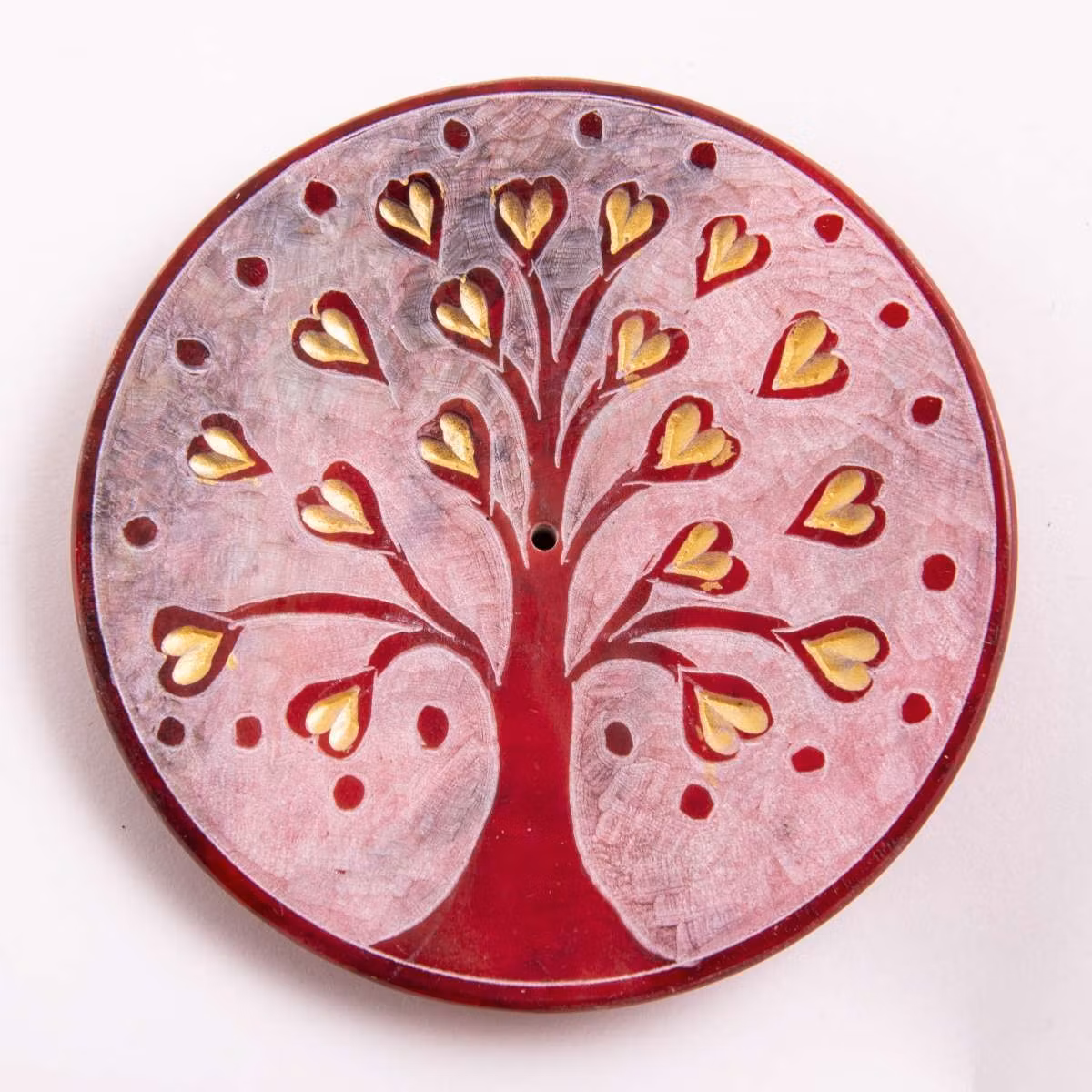 Tree of life, Hjärta röd, rökelsehållare, Täljsten