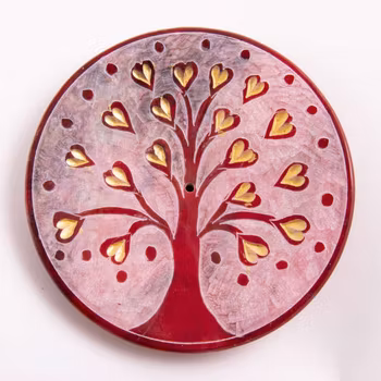 Tree of life, Hjärta röd, rökelsehållare, Täljsten