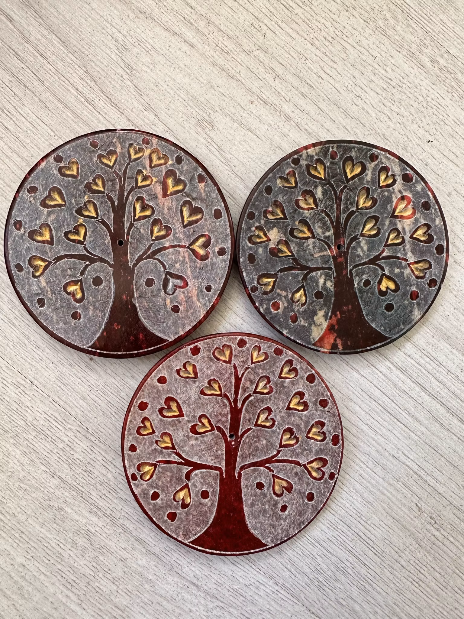 Tree of life, Hjärta röd, rökelsehållare, Täljsten