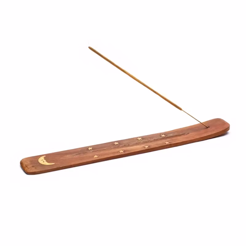 Rökelsehållare i trä med Måne i mässing, Rökelsehållare