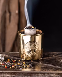 Rökelsebrännare i mässing med Yggdrasil