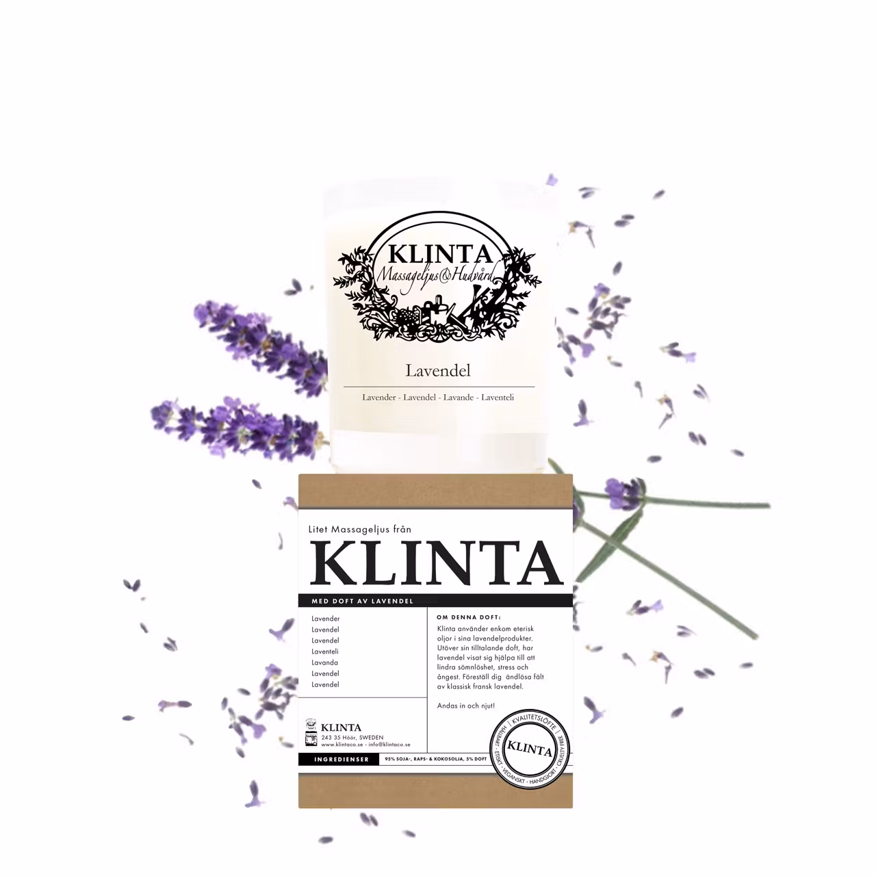 Lavendel, Doftljus & Massageljus 18h, Klinta