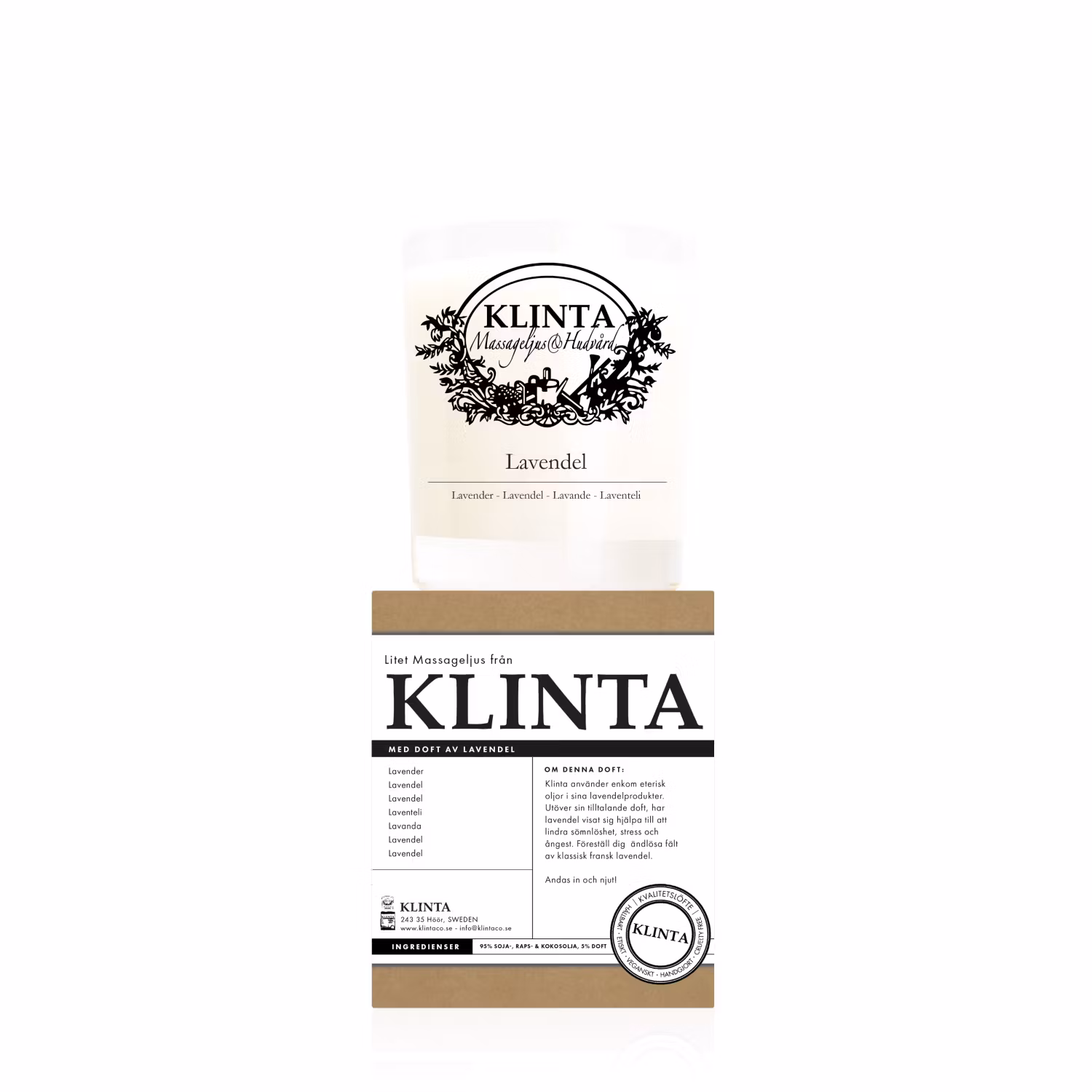 Lavendel, Doftljus & Massageljus 18h, Klinta