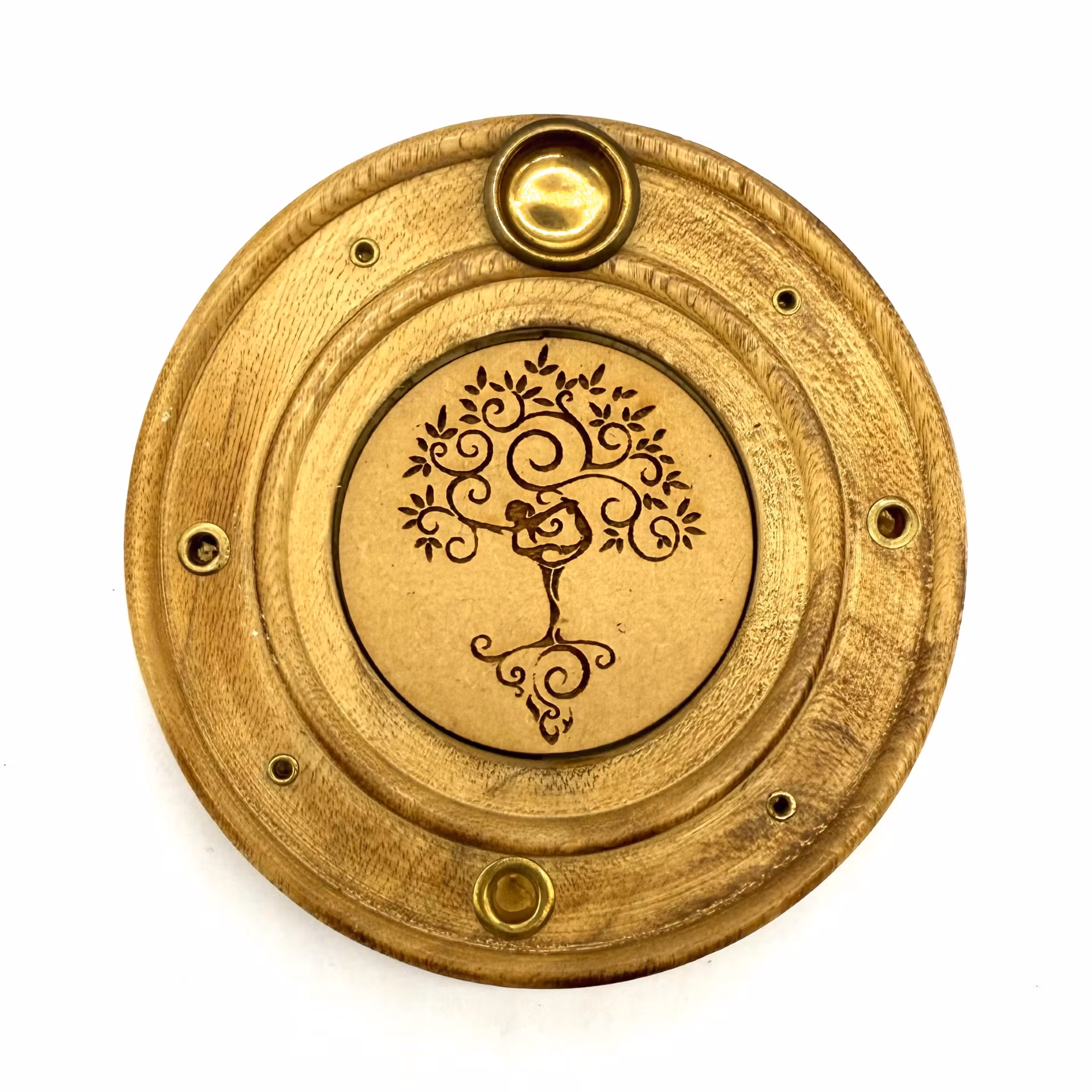 Rund rökelsehållare Yoga Tree, Trä