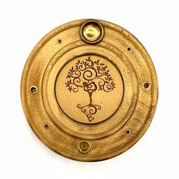 Rund rökelsehållare Yoga Tree, Trä