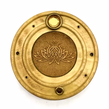 Rund rökelsehållare med Lotus, Trä