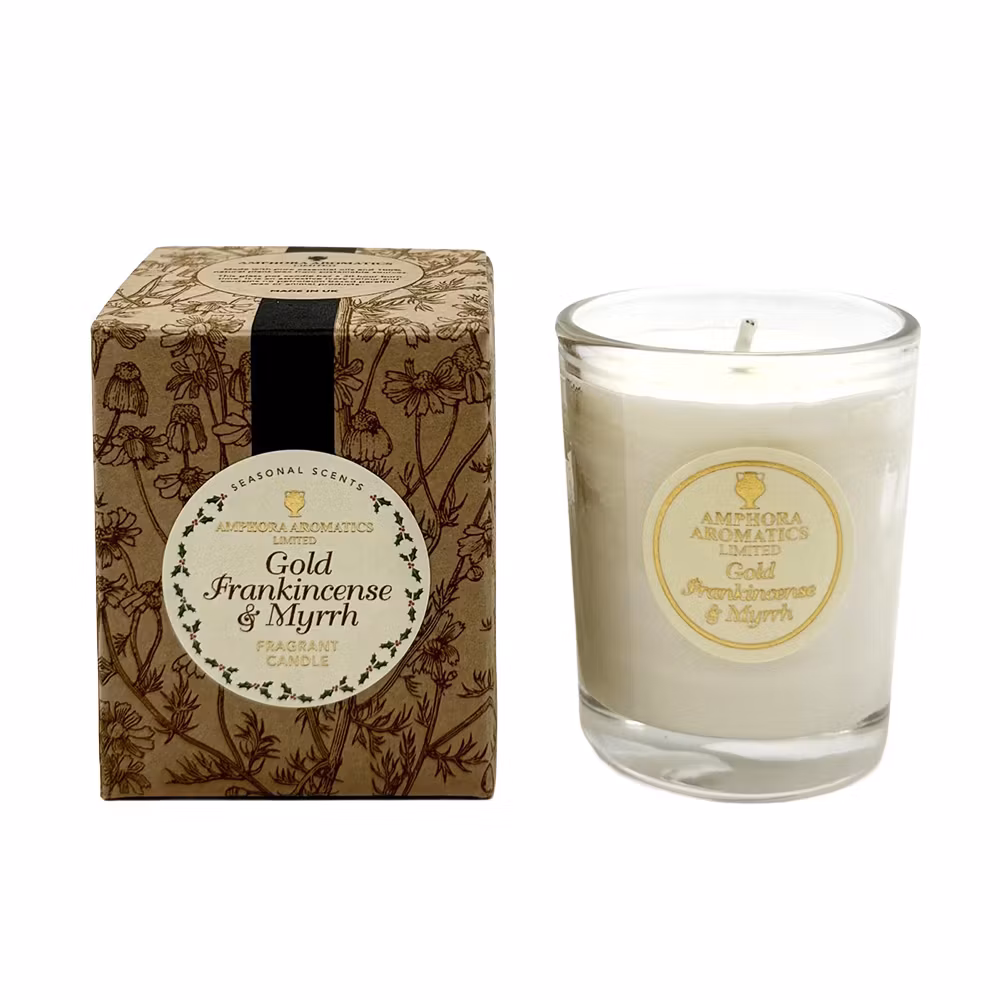 Gold, Frankincense & Myrrh, Doftljus 20h, Amphora Aromatics