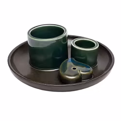 Petrol/brun med hjärta, Rökelsehållare för smudge & palo santo