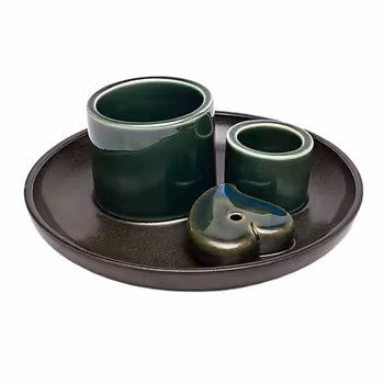 Petrol/brun med hjärta, Rökelsehållare för smudge & palo santo