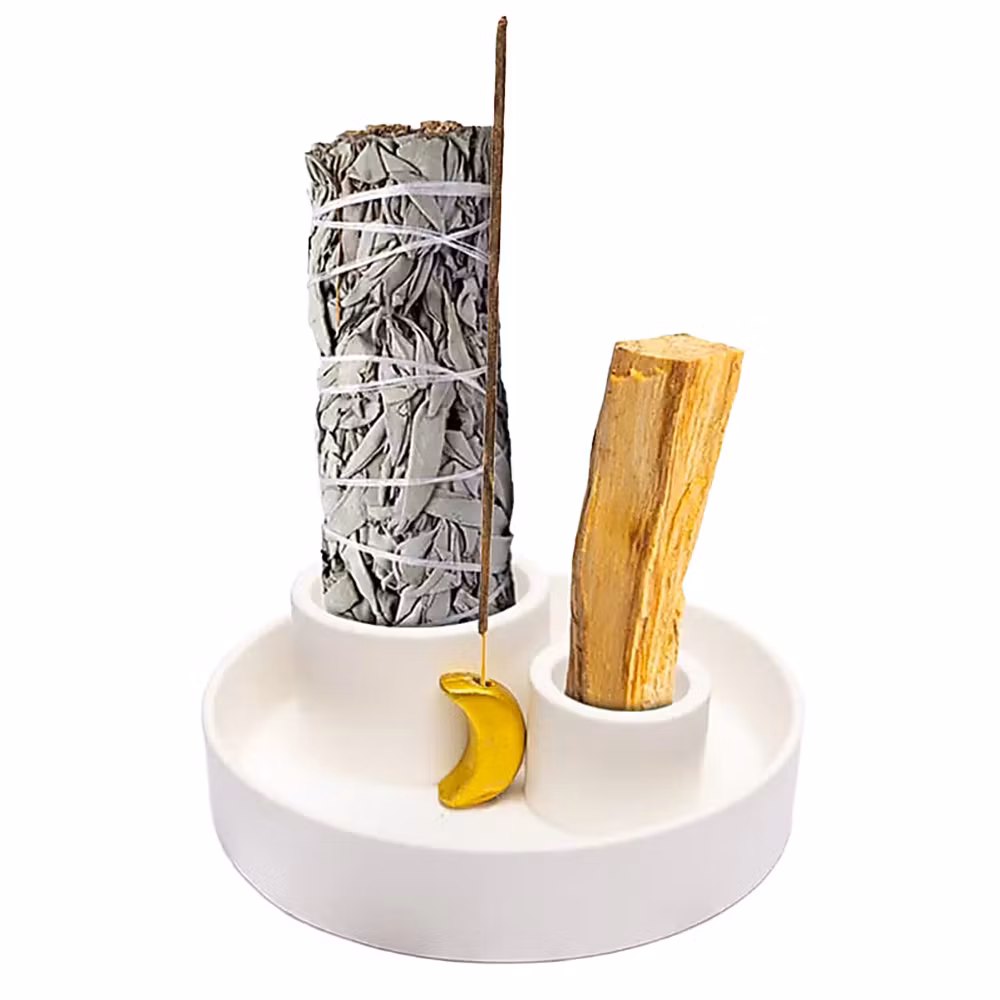 Vit med måne, Rökelsehållare för smudge & palo santo