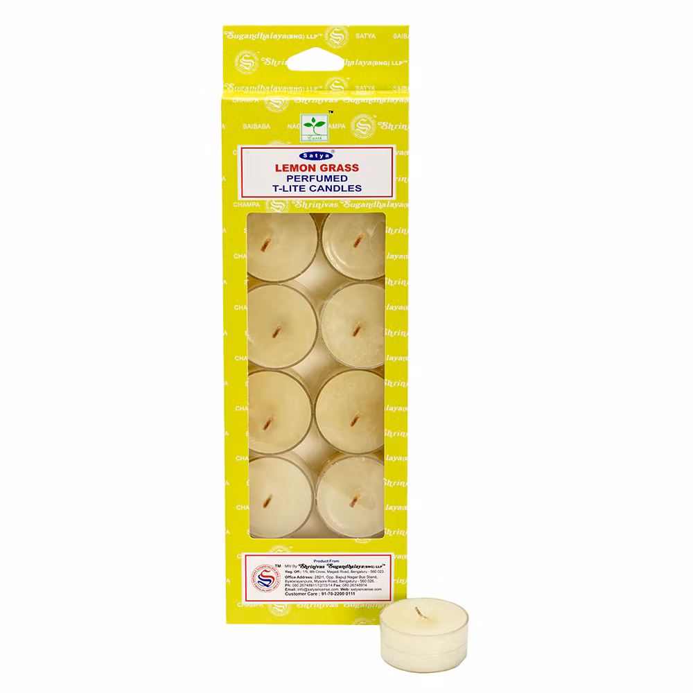 Lemongrass, Citrongräs, 12-pack Värmeljus, Satya