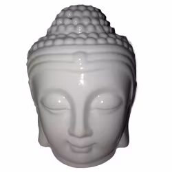 Buddhahuvud med lock vit keramik, Aromalampa