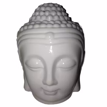 Buddhahuvud med lock vit keramik, Aromalampa