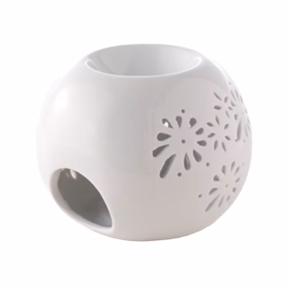 Vit rund med blommor, Aromalampa