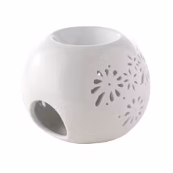 Vit rund med blommor, Aromalampa