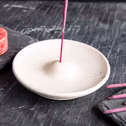 Sandfärgad rund, Rökelsehållare Keramik